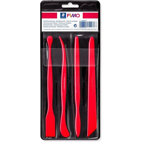 STAEDTLER Modellierwerkzeug 8711 FIMO, (4 St), 4 Stk. aus Kunststoff Modellierstäbe rot