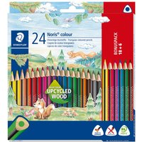 Staedtler Noris colour Buntstifte, "Upcycled Wood", farbig sortiert, 18+6, Dreikant