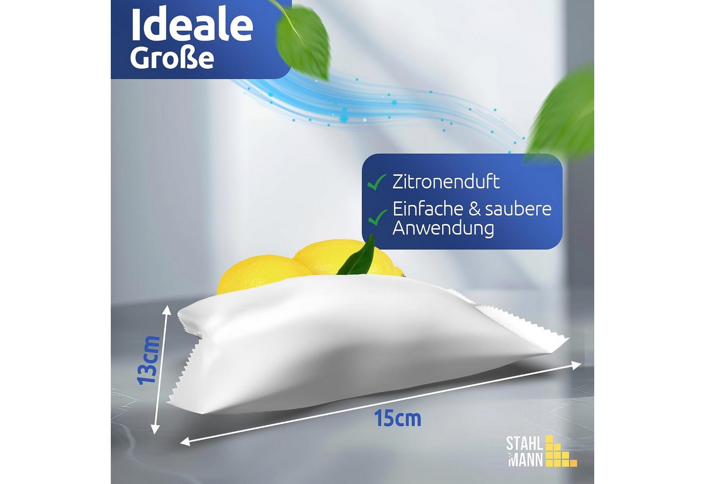 STAHLMANN COMMERCE GmbH Luftentfeuchter-Nachfüllpack Luftentfeuchter Nachfüllpack [12 x 450 g] Granulat Zitrone Duft, für Alle Gängigen Luftentfuchter mit einem – Bild 2 von 5