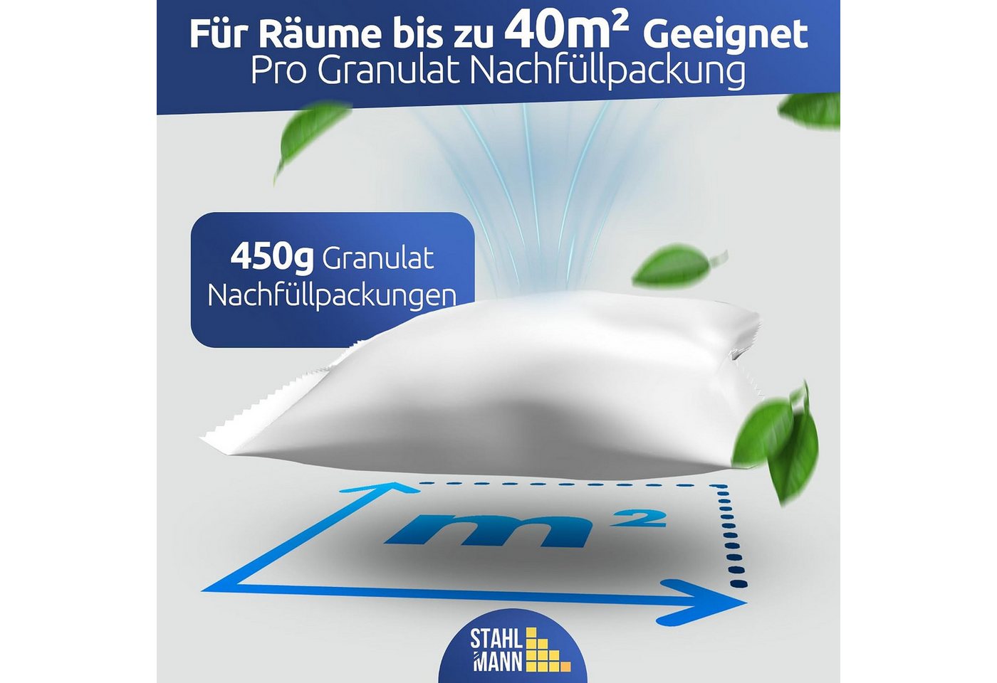 STAHLMANN Luftentfeuchter-Nachfüllpack Luftentfeuchter Nachfüllpack [12 x 450 g] Granulat Zitrone Duft, für Alle Gängigen Luftentfuchter mit einem Nachfüllpack  – Bild 4 von 5