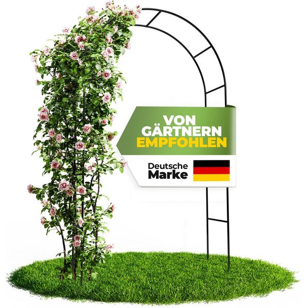 STAHLMANN Rosenbogen Metall, 240 × 140 × 37 cm, rostfrei, wetterfest, für Rankpflanzen Komplettset, Rosenbogen, rostfrei, wetterfest, kinderleicht aufzubauen