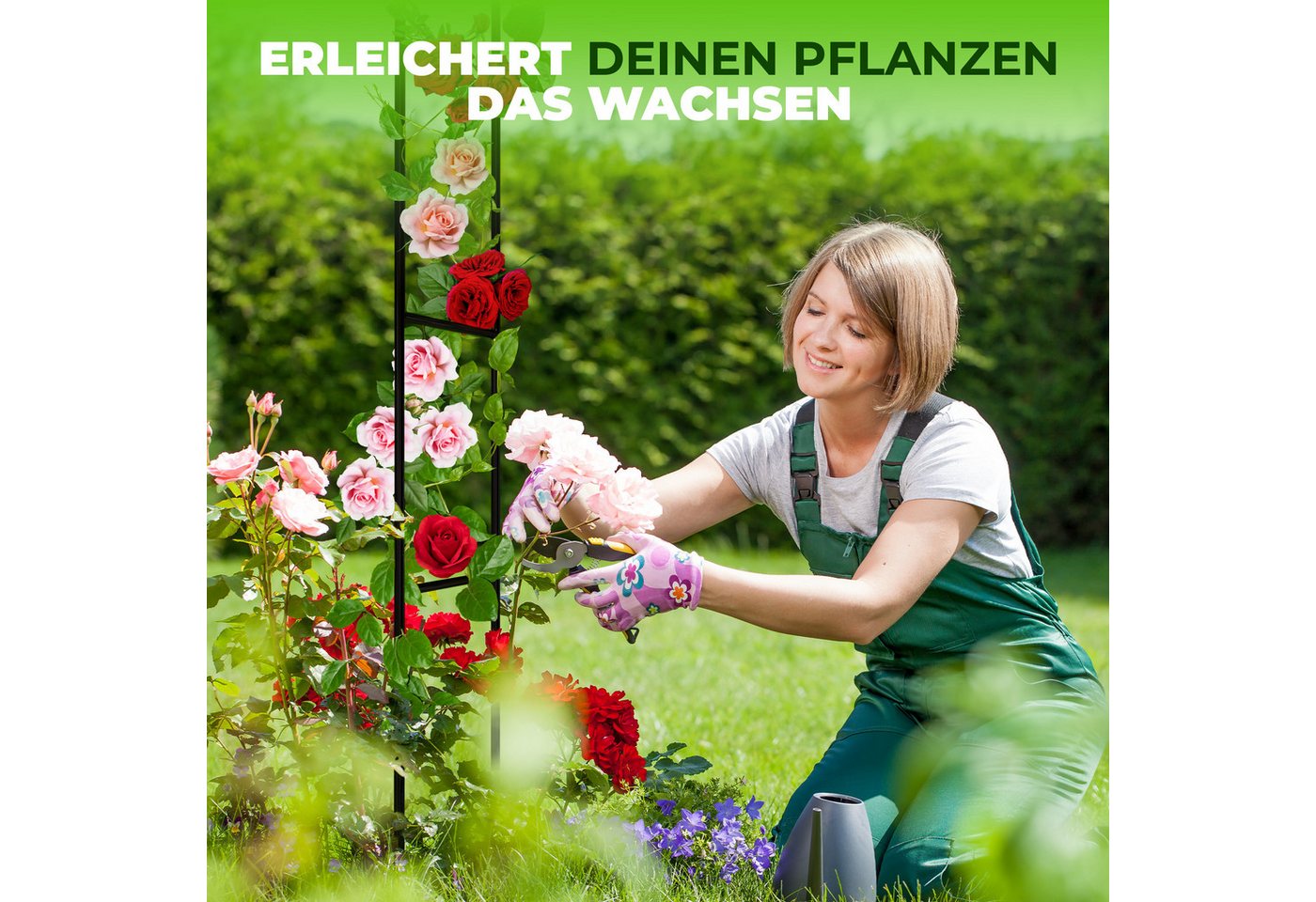 STAHLMANN Rosenbogen Metall, 240 × 140 × 37 cm, rostfrei, wetterfest, für Rankpflanzen Komplettset, Rosenbogen, rostfrei, wetterfest, kinderleicht aufzubauen – Bild 3 von 5
