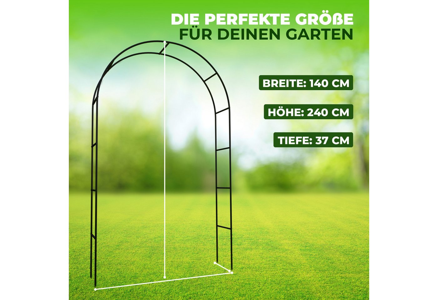STAHLMANN Rosenbogen Metall, 240 × 140 × 37 cm, rostfrei, wetterfest, für Rankpflanzen Komplettset, Rosenbogen, rostfrei, wetterfest, kinderleicht aufzubauen – Bild 4 von 5