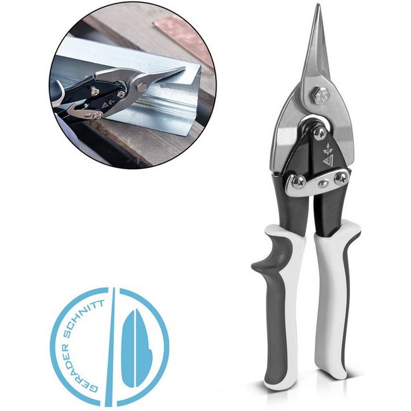 STAHLWERK Blechschere gerader Schnitt Metallschere Blechschneider, (Packung, 1-tlg), zum professionellen Schneiden von Metallblechen