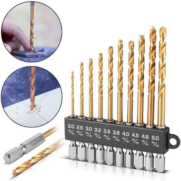 STAHLWERK Bohrersatz 10-teiliges Universal Spiralbohrer Set 2-5 mm, (Set, 10-tlg., Set), 10-teiliges Universal-Bohrer-Set