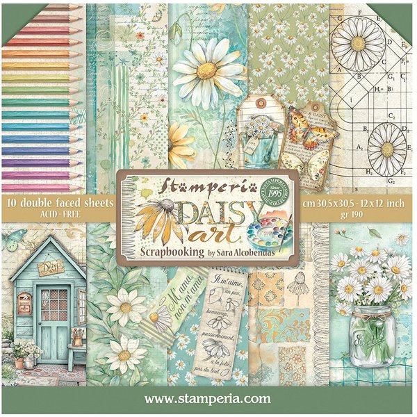 Stamperia Motivpapier Scrapbook-Block Daisy Art, 30,5cm x 30,5cm