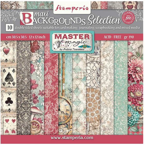 Stamperia Motivpapier Scrapbook-Block "Master of Magic - Backgrounds", 10 Bogen