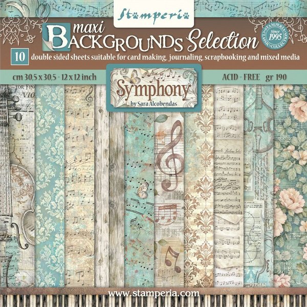 Stamperia Motivpapier Scrapbook-Block Symphony Backgrounds, 10 Blatt