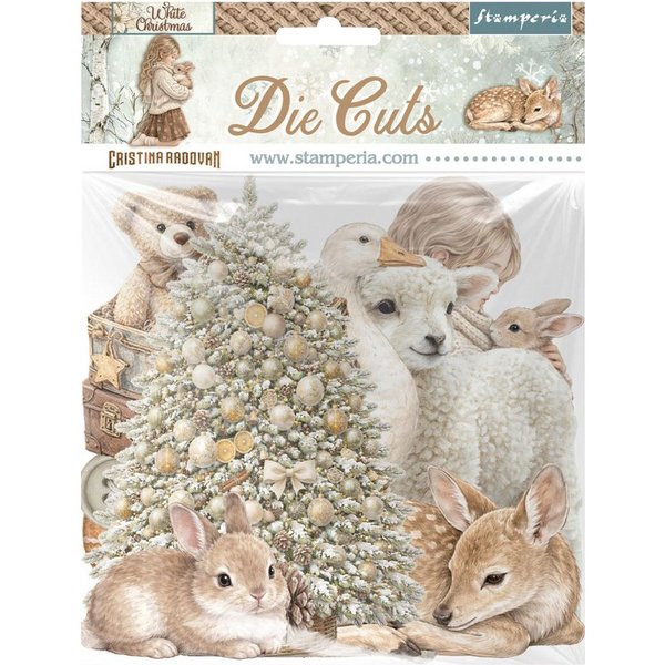 Stamperia Motivpapier Stanzmotive "White Christmas", 32 Teile