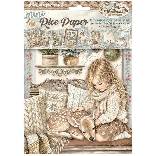 Stamperia Seidenpapier Motiv-Strohseiden Sortiment White Christmas, DIN A6, 8er Set