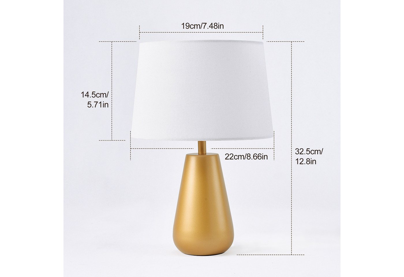 STANBOW LED Nachttischlampe Schlichte Mini-Tischlampe aus Stoff mit gebackenem Goldlack 2-Pack – Bild 3 von 5
