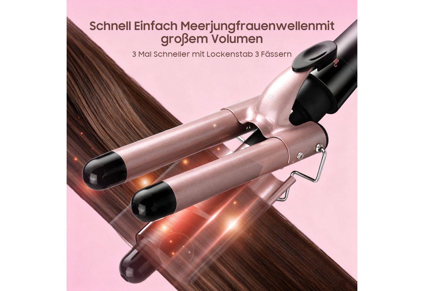 STANBOW Lockenstab Lockenstab 3 Fässer mit PTC-Schnellheizung, Temperaturregelung, 5-in-1 Lockenstab-Set mit Bürste & Handschuhen, schnelle Aufheizung – Bild 3 von 5
