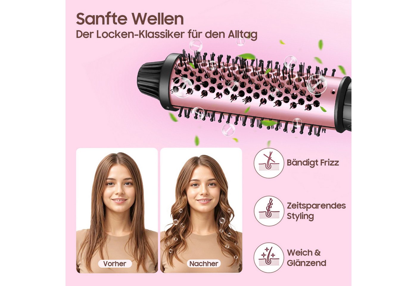 STANBOW Lockenstab Lockenstab 3 Fässer mit PTC-Schnellheizung, Temperaturregelung, 5-in-1 Lockenstab-Set mit Bürste & Handschuhen, schnelle Aufheizung – Bild 4 von 5