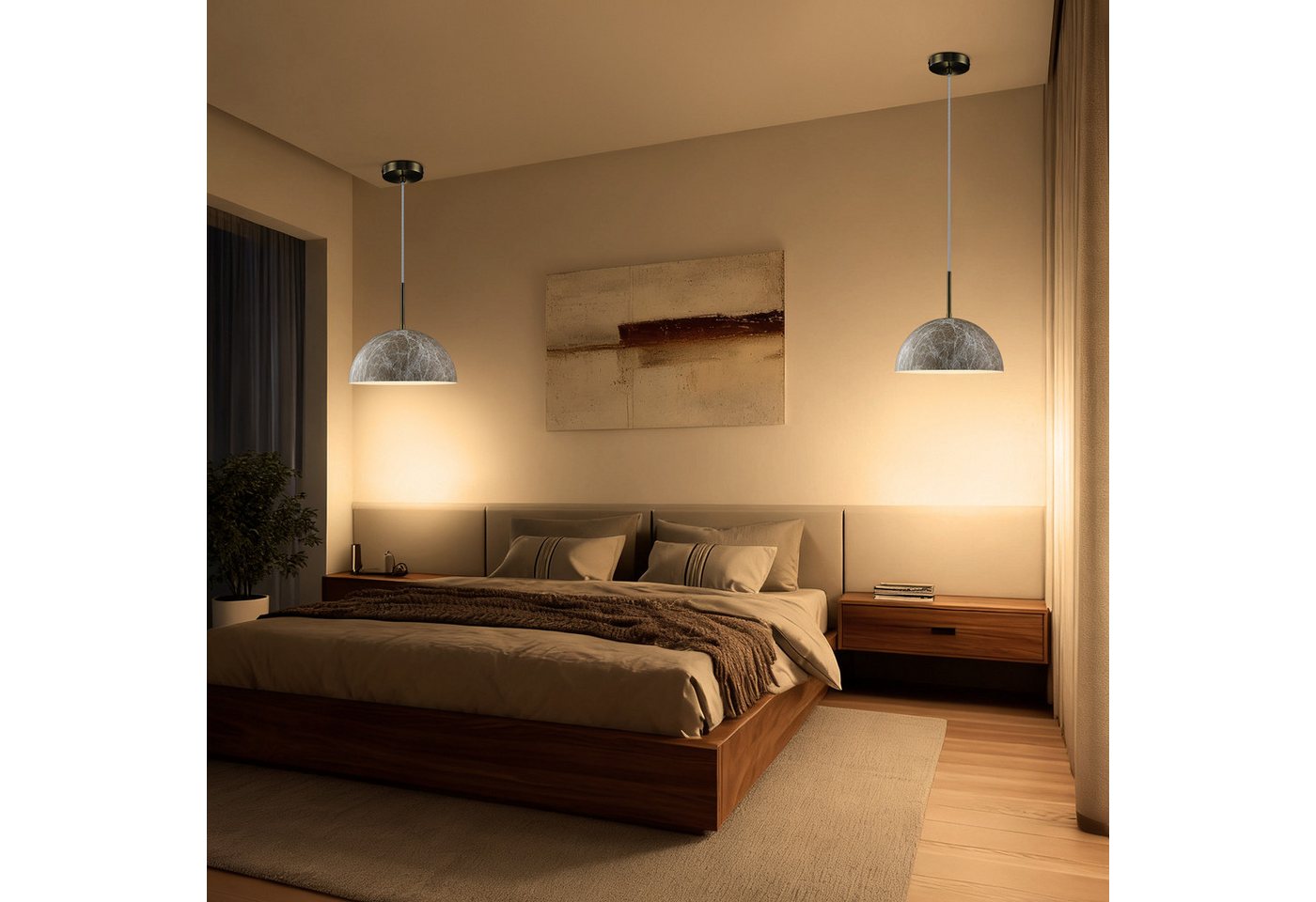 STANBOW Pendelleuchte Deckenlampe 1-Flammig Jadeglas-Struktur+Schwarz Metall Hängelampe, ohne Leuchtmittel (max.40W E27) für Esstisch/Schlafzimmer/Cafe – Bild 3 von 5