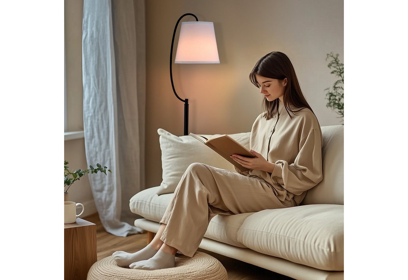 STANBOW Stehlampe Stehleuchten LED E27,Bogenlampe, Lampenschirm Stehlampen, Leselampe Wohnzimmer,Eckstehlampe für Büro Schlafzimmer Esszimmer – Bild 3 von 5