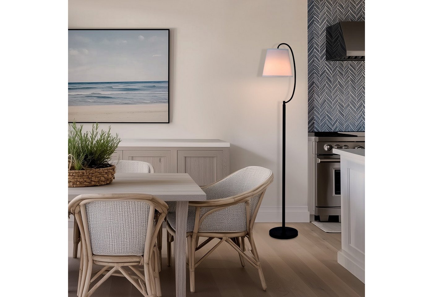 STANBOW Stehlampe Stehleuchten LED E27,Bogenlampe, Lampenschirm Stehlampen, Leselampe Wohnzimmer,Eckstehlampe für Büro Schlafzimmer Esszimmer – Bild 4 von 5