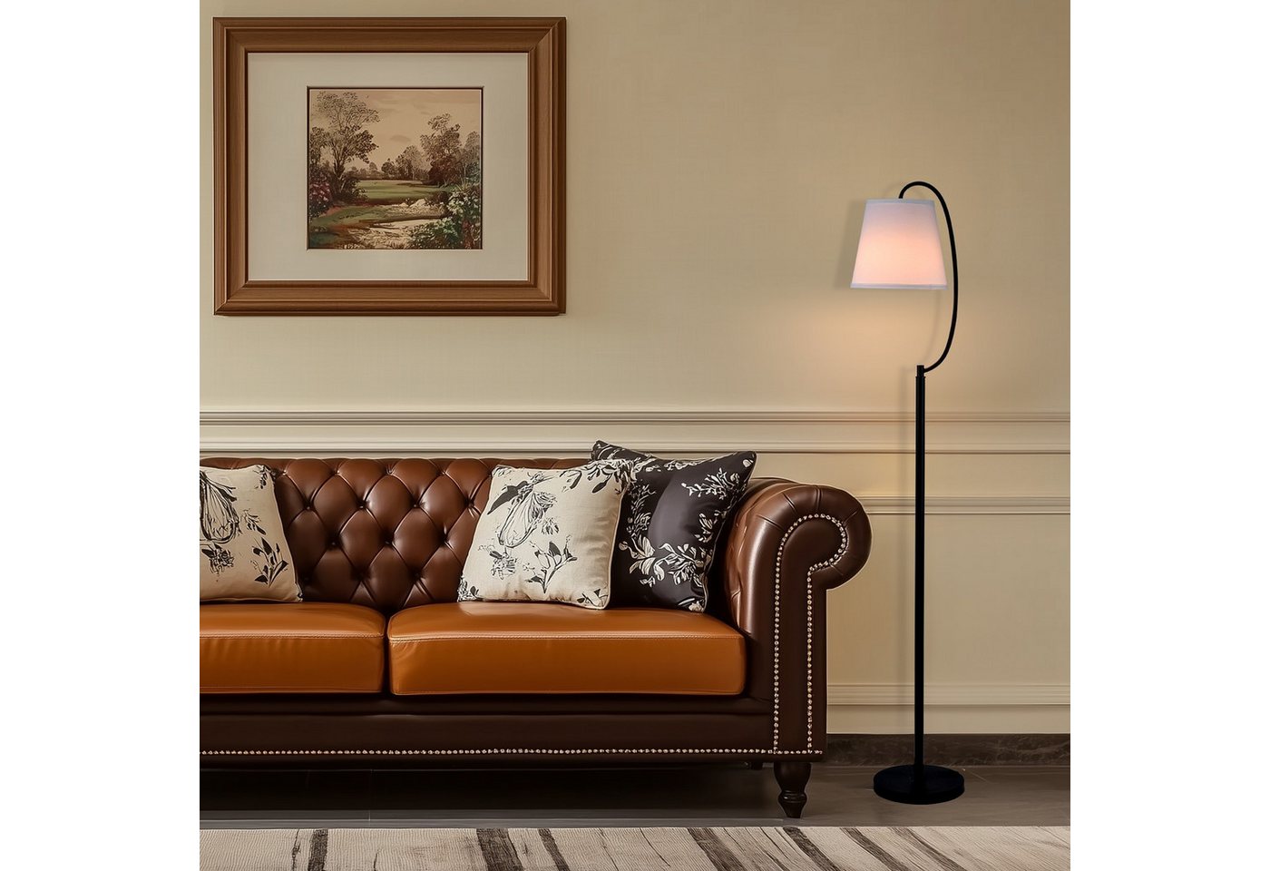 STANBOW Stehlampe Stehleuchten LED E27,Bogenlampe, Lampenschirm Stehlampen, Leselampe Wohnzimmer,Eckstehlampe für Büro Schlafzimmer Esszimmer – Bild 5 von 5