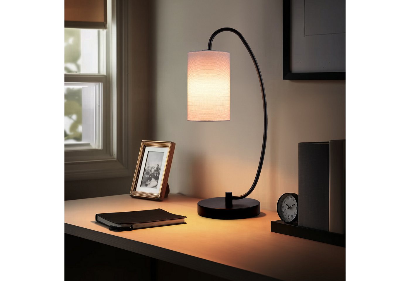 STANBOW Tischleuchte Tischlampe, Skandinavisch-Minimalistisch, Lesen, Entspannen& Dekor, ohne Leuchtmittel, 53 cm, E27, Schwarz/Weiß, für Schreibtisch & Nachtti – Bild 2 von 5