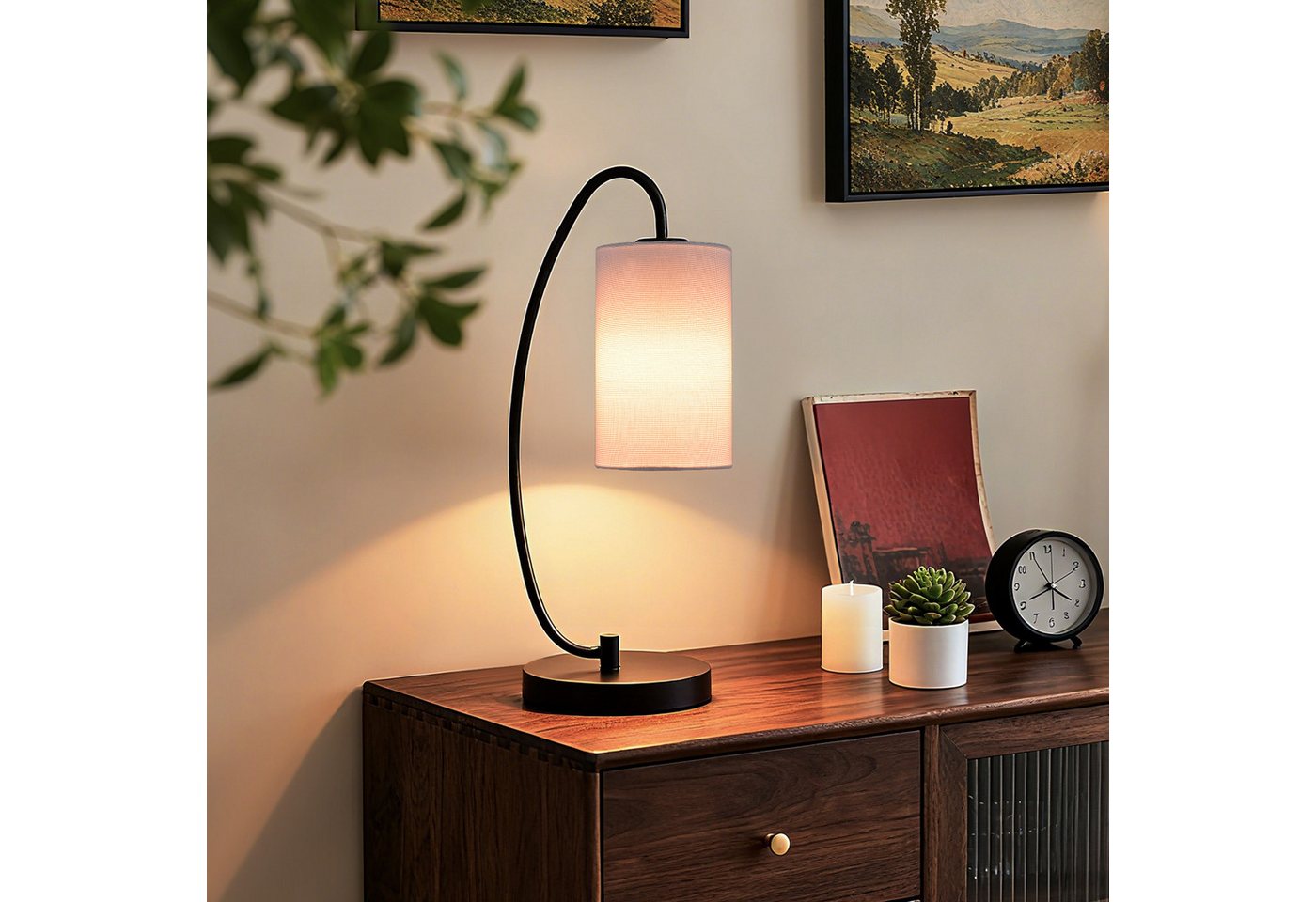 STANBOW Tischleuchte Tischlampe, Skandinavisch-Minimalistisch, Lesen, Entspannen& Dekor, ohne Leuchtmittel, 53 cm, E27, Schwarz/Weiß, für Schreibtisch & Nachtti – Bild 4 von 5