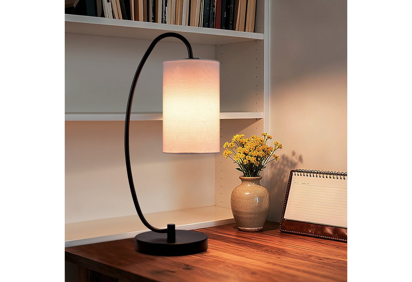 STANBOW Tischleuchte Tischlampe, Skandinavisch-Minimalistisch, Lesen, Entspannen& Dekor, ohne Leuchtmittel, 53 cm, E27, Schwarz/Weiß, für Schreibtisch & Nachtti – Bild 5 von 5