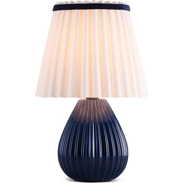 STANBOW Tischleuchte Tischlampe mit Keramikfuß, Nachttischlampe, Schlaf-/Wohnzimmer, Blau, ohne Leuchtmittel, Ein-/Ausschalter, Nachttisch & Sideboard & Esstisc