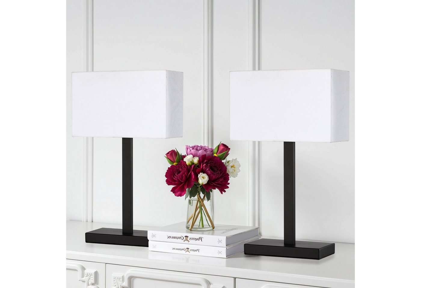 STANBOW Tischleuchte Tischlampe mit Leinenschirm & Metallsockel im Modern-Stil, ohne Leuchtmittel, Schwarz, E27, für Sideboard & Nachttisch, Schlaf-, Wohnzimmer – Bild 5 von 5