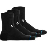 STANCE Unisex Quartersocken 3er Pack - Icon Quarter, Logo, Basic, Größe 38-42 in Schwarz