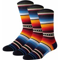 STANCE Unisex Socken, 3er Pack - CURREN ST CREW, Streifen, Fair-Isle-Muster, Baumwoll-Mix, Größe 38-42 in Rot