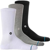 STANCE Unisex Socken 3er Pack - Icon, Logo, Basic, Crew Socken, Größe 35-37 in Schwarz