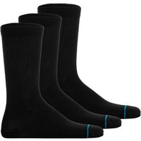 STANCE Unisex Socken 3er Pack - Shelter, Logo, Crew Socken, einfarbig, Größe 38-42 in Schwarz