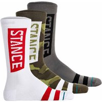 STANCE Unisex Socken 3er Pack - The OG, Logo, Streifen, Crew Socken, Größe 38-42 in Grau