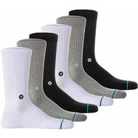 STANCE Unisex Socken 6er Pack - Icon, Logo, Basic, Crew Socken, Größe 43-47 in Schwarz