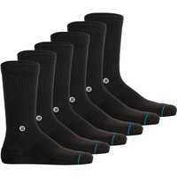 STANCE Unisex Socken 6er Pack - Icon, Logo, Basic, Crew Socken, Größe 35-37 in Schwarz