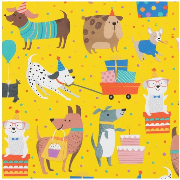 Star Geschenkpapier, Geschenkpapier Hunde mit Geschenken 70cm x 2m, Rolle