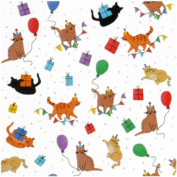 Star Geschenkpapier, Geschenkpapier Katzen mit Partyhüten Motiv 70cm x 2m Rolle Bunt