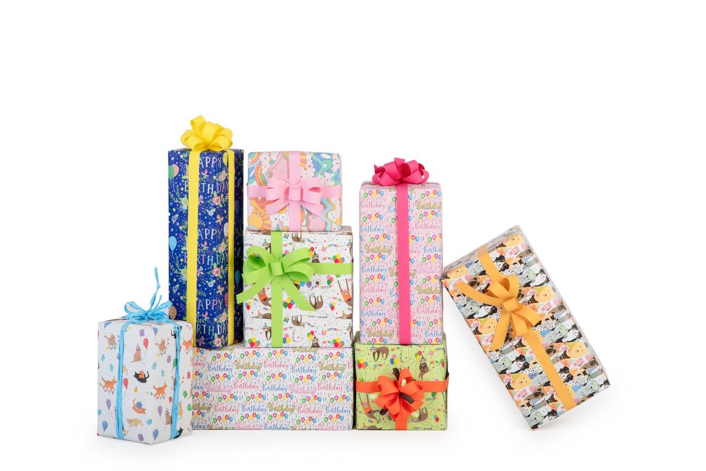 Star Geschenkpapier, Geschenkpapier Katzen mit Partyhüten Motiv 70cm x 2m Rolle Bunt – Bild 3 von 3