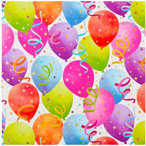 Star Geschenkpapier, Geschenkpapier Ballons 70cm x 2m Rolle Bunt