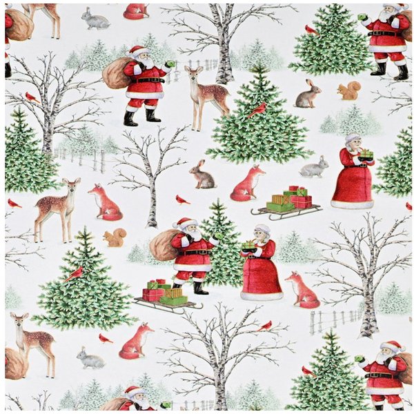 Star Geschenkpapier, Geschenkpapier Weihnachtsmann im Wald Motiv 70cm x 2m Rolle