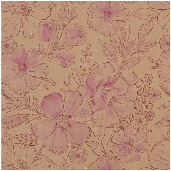 Star Geschenkpapier, Geschenkpapier Blumen 70cm x 2m Rolle Kraftpapier Natur / Rosa