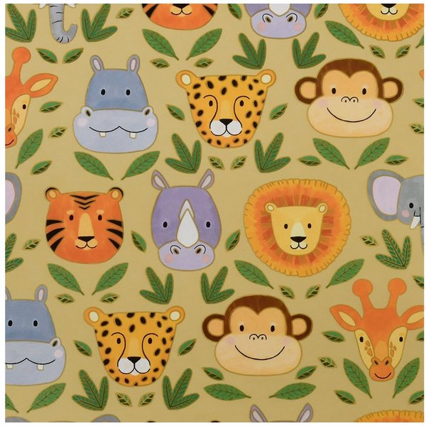 Star Geschenkpapier, Geschenkpapier Wildtiere Motiv 70cm x 2m Rolle Beige / Bunt