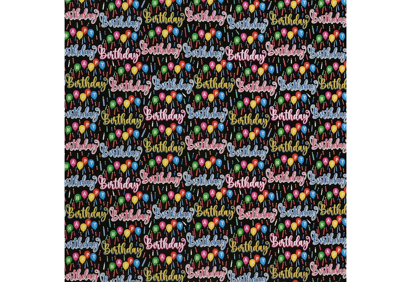 Star Geschenkpapier, Geschenkpapier Happy Birthday Motiv 70cm x 2m Rolle Schwarz / Bunt – Bild 2 von 2