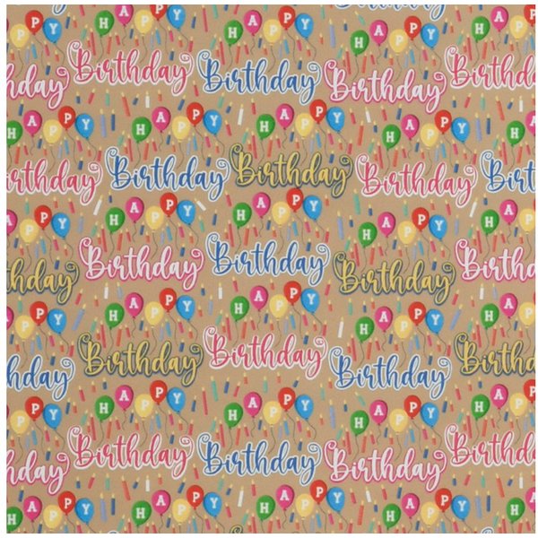Star Geschenkpapier, Geschenkpapier Happy Birthday 70cm x 2m Rolle Gold / Bunt
