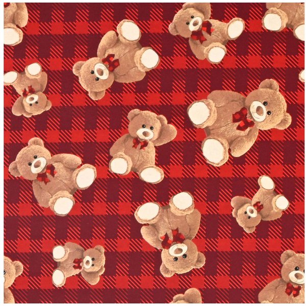 Star Geschenkpapier, Geschenkpapier Teddybären kariert 70cm x 2m Rolle Rot