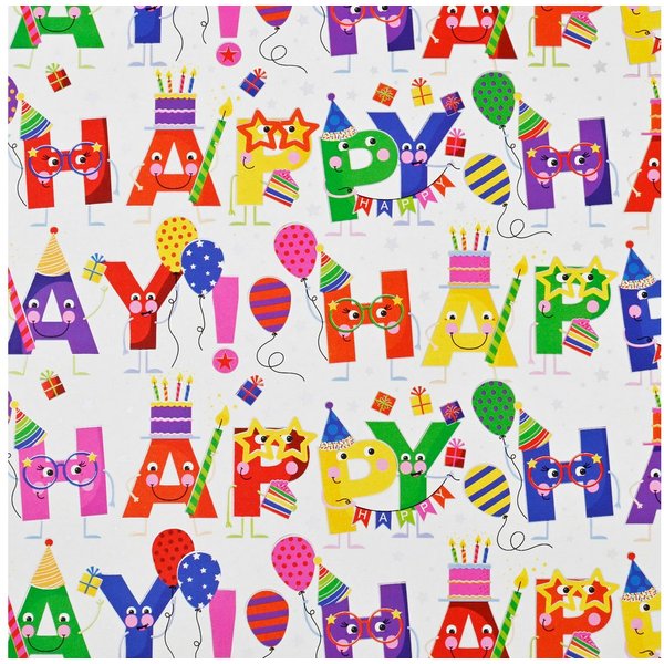 Star Geschenkpapier, Geschenkpapier Geburtstag 70cm x 2m Rolle mit Luftballons & Partydeko
