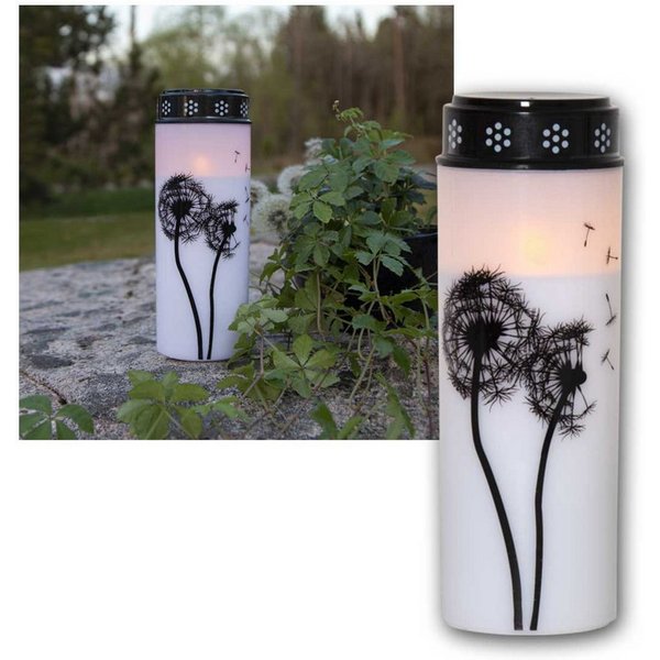 STAR TRADING LED-Kerze LED-Grablicht "Dandelion" 21cm, Timer, Batterie