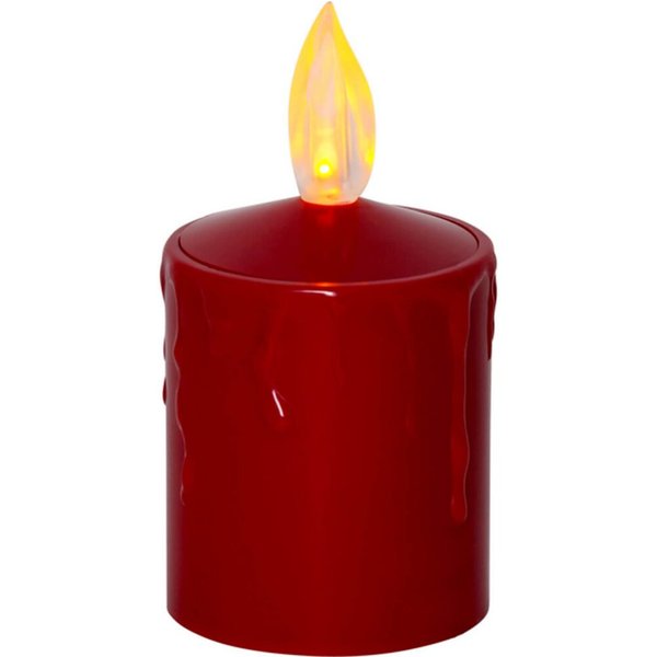 STAR TRADING LED-Kerze "Paula" rot, Kerze, batteriebetrieben, 60x60mm