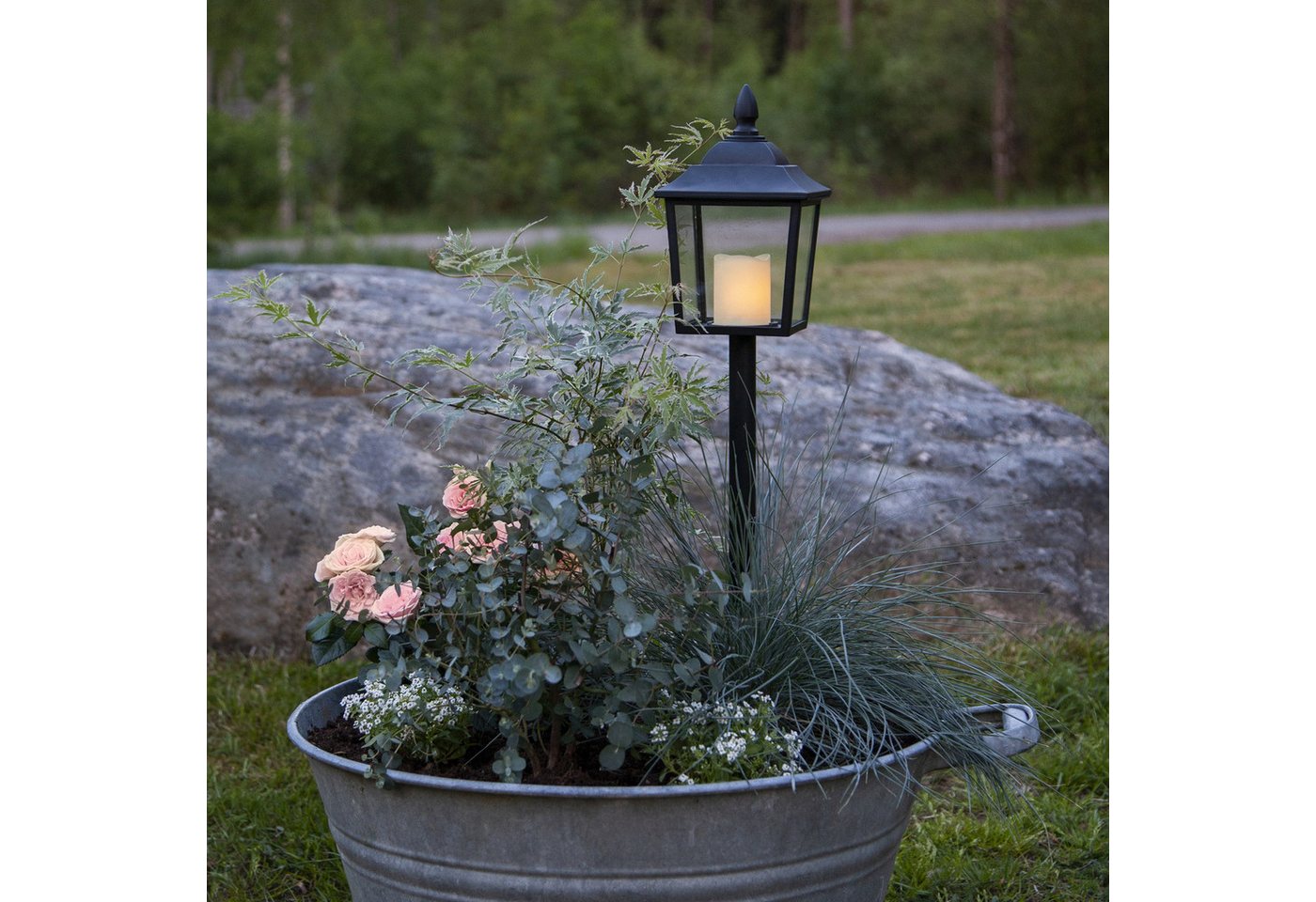 STAR TRADING LED Laterne LED Laterne Grablicht Erdspieß flackernde Kerze f. Friedhof 52cm Timer, LED Classic, warmweiß (2100K bis 3000K) – Bild 2 von 3