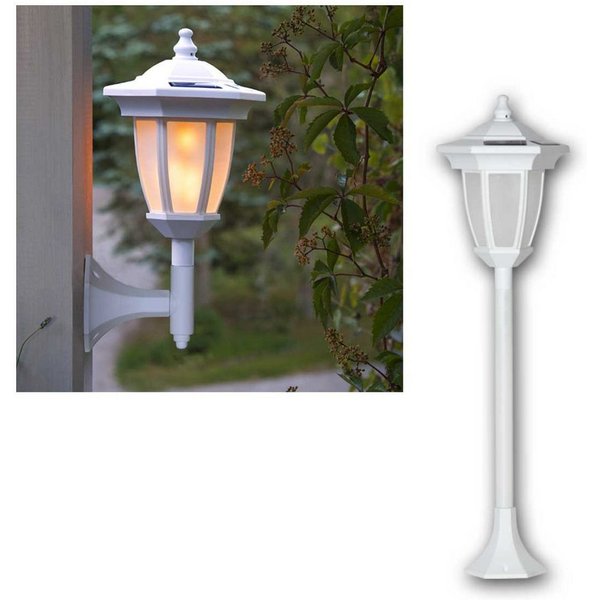 STAR TRADING LED Laterne LED Solar Laterne "FLAME", 4in1, weiß, Kunststoff, warmweiß