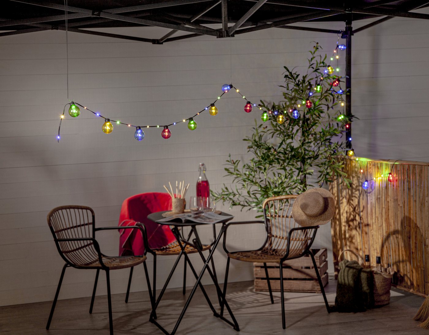 STAR TRADING LED-Lichterkette Bolla, 60-flammig, Kunststoff, Länge ca. 5,3 m + 5 m Zuleitung, Trafo, outdoor – Bild 2 von 3