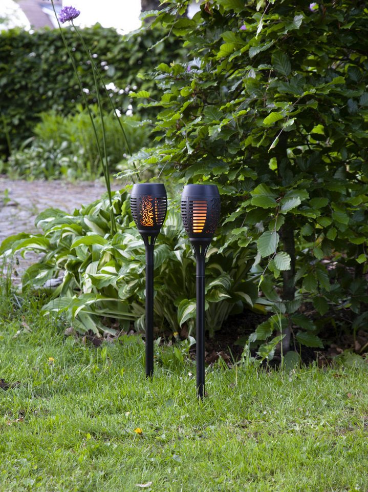 STAR TRADING LED Solarleuchte Solar-Fackel, Tageslichtsensor, LED fest integriert, Extra-Warmweiß, 2er-Set, Flammen-Effekt, je 36 Lichtpunkte, Dämmerungssensor – Bild 3 von 4